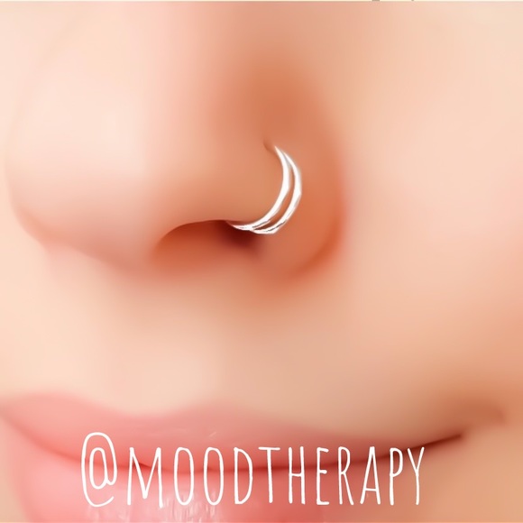 Fake Nose Ring Clip On Double Lip Cuff Faux Cartilage Earring Helix Upper Ear - Picture 1 of 7